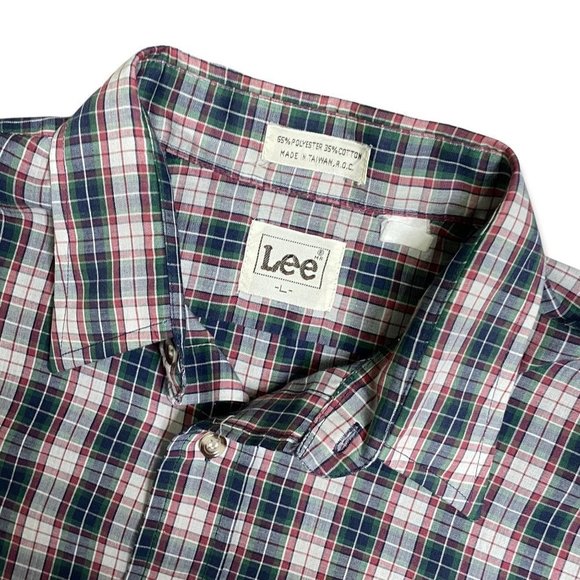 Vintage 70s 80s Lee Button Down Up Plaid Men’s Large - Picture 4 of 5